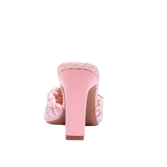 !! NEW !! Raffia Mule Heels in Pink - Picture 7 of 9